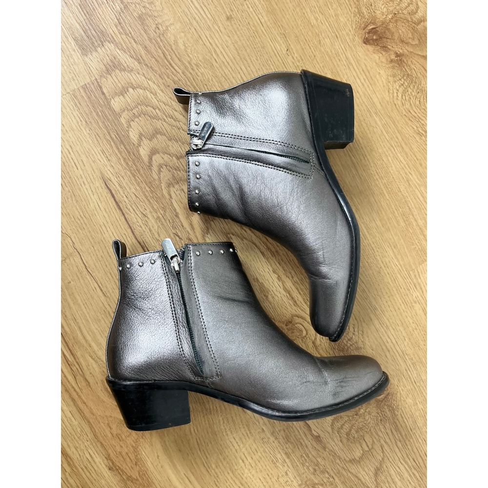 Vionic Edgy Lexi Ankle Booties Womens 6 Pewter Metallic Leather Studded‎ Zip - Picture 6 of 10